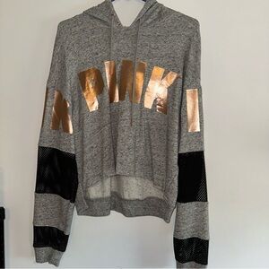 Victoria's Secret Pink Gray Knit Top w/ Mesh Sleeves